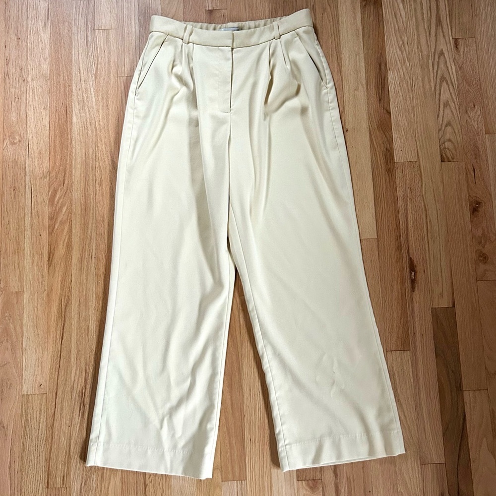 ABERCROMBIE sloane tailored wide leg pant high rise butter yellow size 32 - Picture 7 of 12